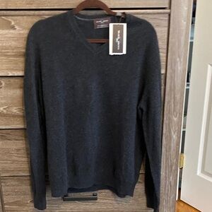 Black Brown 1826 Men's Dark Charcoal V-Neck Sweater